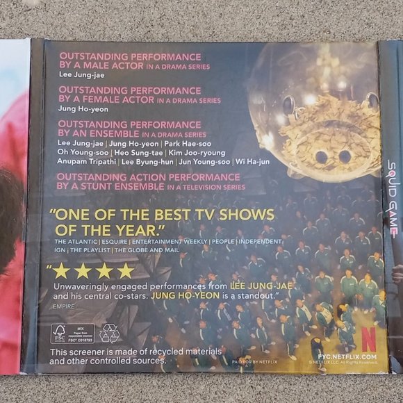 FOR YOUR CONSIDERATION- Squid Game 3X SAG DVD Screener Season 1 - Picture 8 of 8